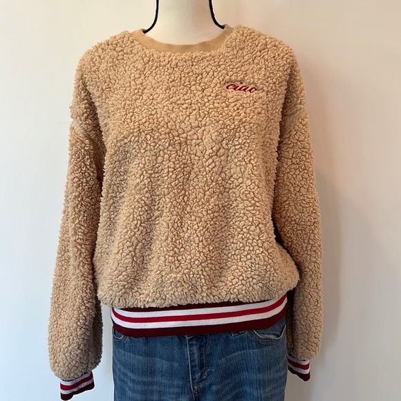 Forever 21 Sweaters - Forever 21 Fleece Fuzzy Sweater in Tan Size L